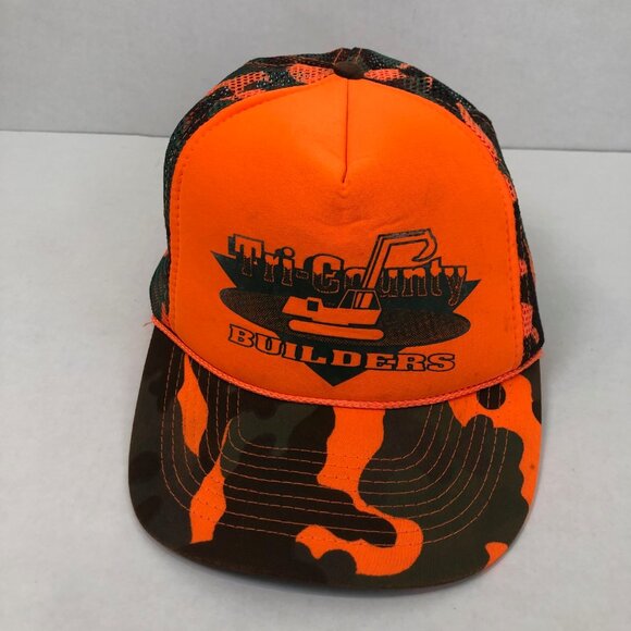 Vintage Cobra Brand Trucker Snapback Orange Camo Snapback Hat Cap - Picture 2 of 6